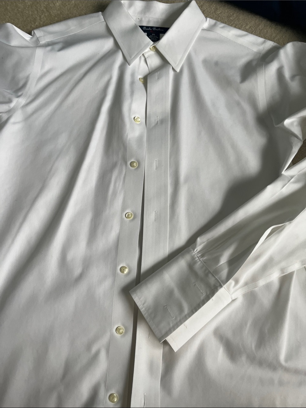 Brooks Brothers White Dress Shirt with Point Collar / French cuff. 20! - Picture 2 of 7